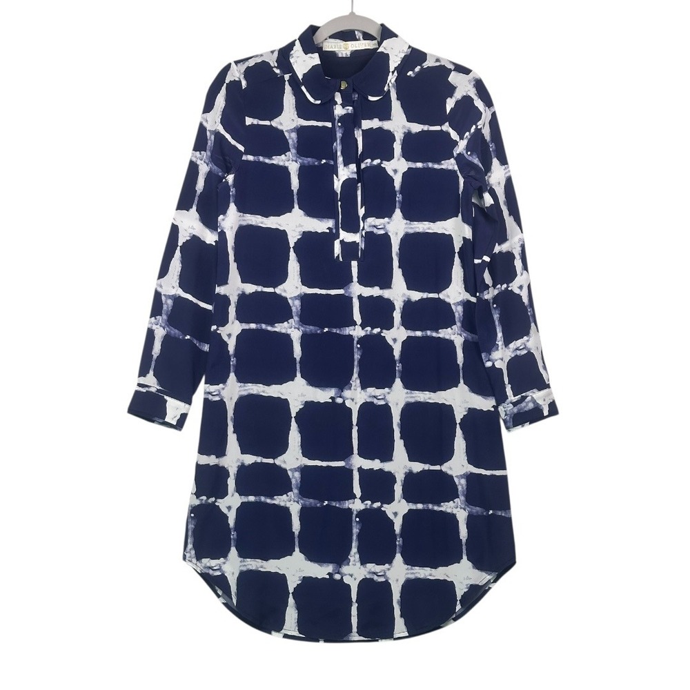 Marie Oliver 100% Silk Grid Print Tunic Dress XS‎ – Excellent Condition